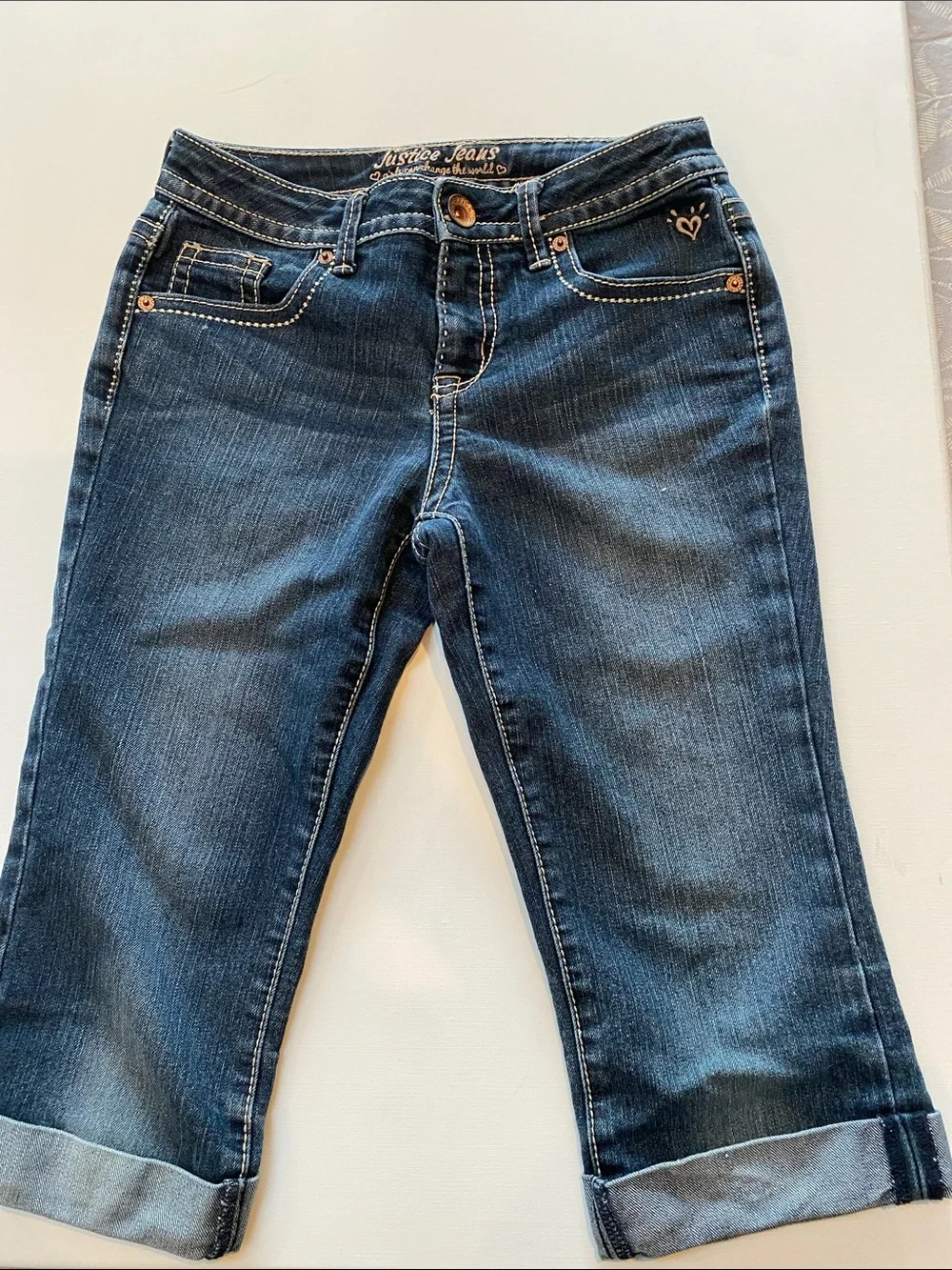 ustice Girls Size 12 Regular Blue Denim Distressed Jean Shorts